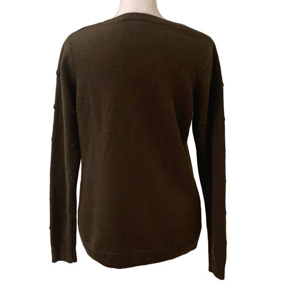 APT 9 Women's Dark Green Dot Long Sleeve Sweater with Ribbed Edging, Size Small - Picture 2 of 9